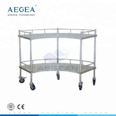 Carretti chirurgici del rifornimento di ospedale di forma del fan della struttura del metallo dello strumento della stanza AG-SS007 con due scaffali