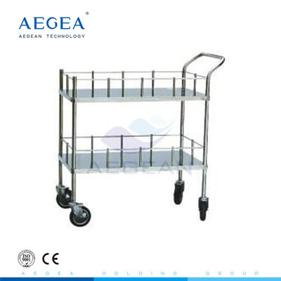 Tabella del vassoio dell'ospedale dell'acciaio inossidabile AG-SS006 un carrello medico di 2 strati